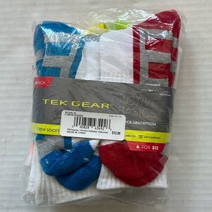 NWT 6 pack Tek Gear Active Basics Crew Socks